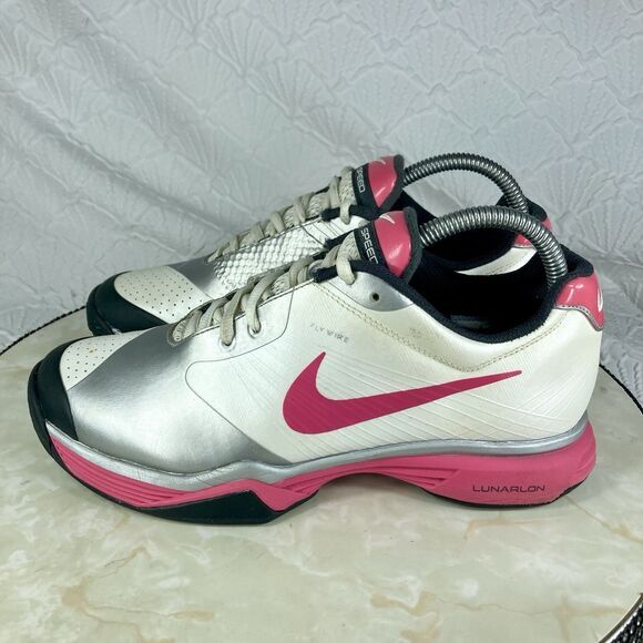 Nike Lunar Speed 3 Tennis Sneakers Sz 7.5 White Silver Athletic Workout Shoes - Picture 6 of 12